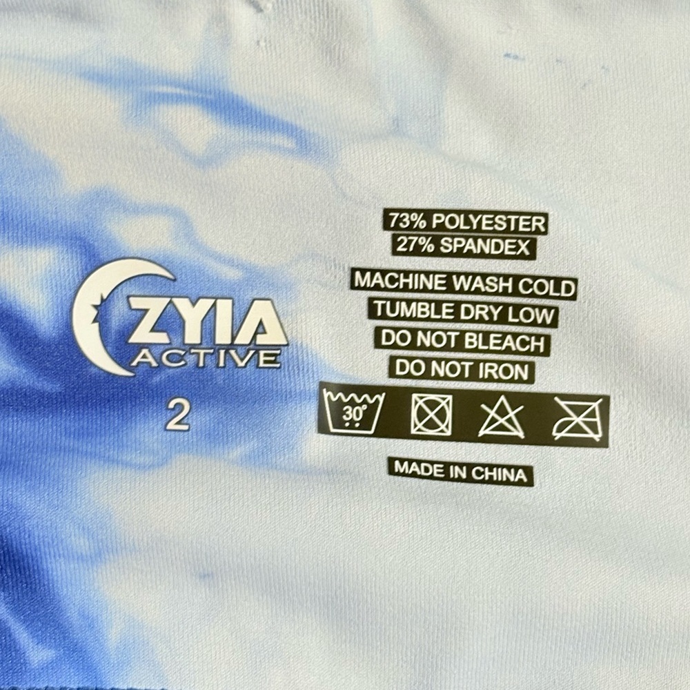 NWT ZYIA Blue and White Tie-Dye Leggings High Waist Performance - Picture 9 of 9